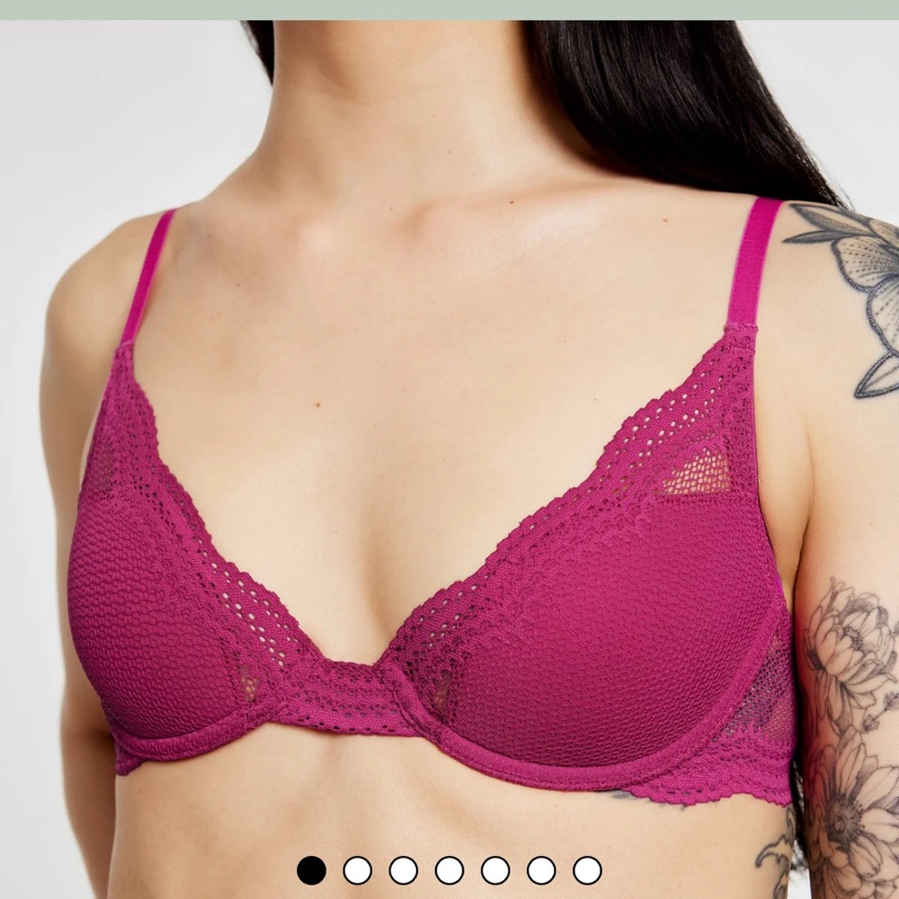 Pink Lace Trimmed Bra with Molded Cups